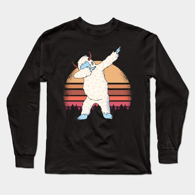 Dabbing Yeti Sunset Funny T-shirt Long Sleeve T-Shirt by madeinchorley